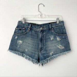RES Denim Kitty Distresses Cutoff Denim Jean Shorts w/ raw hem, Size 28 (US 6)